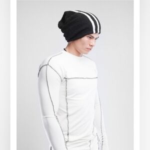 SOLD🌼NEW with TAGS DEMOBAZA AAMA Hat Beanie Wool Black White Striped Unisex